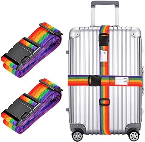 cAoku Adjustable Long Cross Luggage Straps Suitcase Belts Travel Tags Accessories 1 Pack