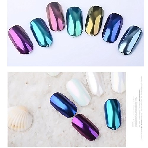 MIOBLET 1 Box Spiegel Nagel Glitzer Pigment Pulver 1g Gold blau lila Staub Maniküre Nail Art Glitzer Glitzerpuder DIY Chrom Pulver Dekorationen - 4