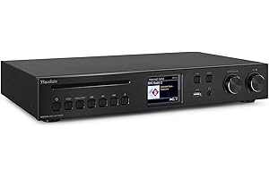Audizio Brescia Receptor de Internet con Amplicador, Radio Dab+/FM y Reproductor CD, USB para MP3, conexión Spotify, Doble Despertador, Bluetooth, Incluye Mando a Distancia, Color Negro