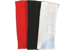 NARAMAKI Bandeau élastique pour cheveux – Lot de 3 bandes élastiques 100 % coton femme homme (noir rouge blanc)