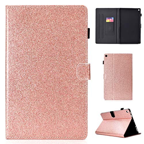 LMFULM® Case for Amazon Fire HD 10 2015/2017 (10,1 Inch) PU Magnetic Cover Shining Case Sleep/Wake Function Stent Function Holster Leather Case Flip Cover for Amazon Fire HD 10 Rose Gold