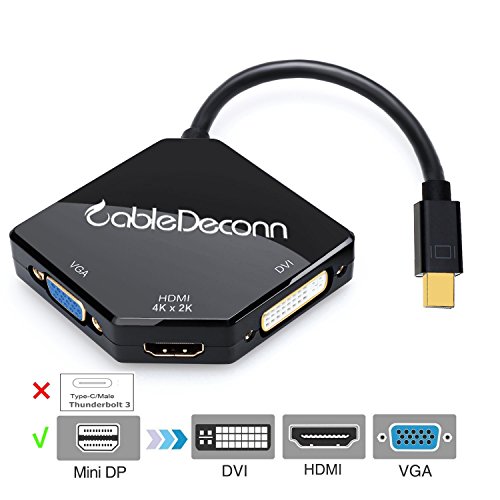 CableDeconn The Cobra Appearance Multi-Function Thunderbolt Mini DisplayPort DP To HDMI VGA DVI DisplayPort vers HDMI/DVI/VGA câble Convertisseur Adaptateur For MacBook Pro Air Black