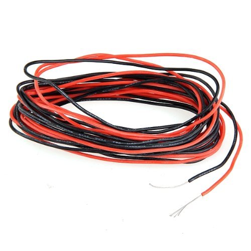 SODIAL(R) 2 x 3M 26 Gauge AWG Silikon-Gummi-Draht-Kabel Rot Schwarz Flexibel - 2