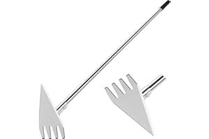 BARAYSTUS Binette de Jardin 2 en 1 Double Tête,Tête Triangle et Scie,Manche Télescopique Réglable (75, 110.5, 146.5 cm), Outil de Jardinage Robuste pour désherber,Houe en Acier Inoxydable