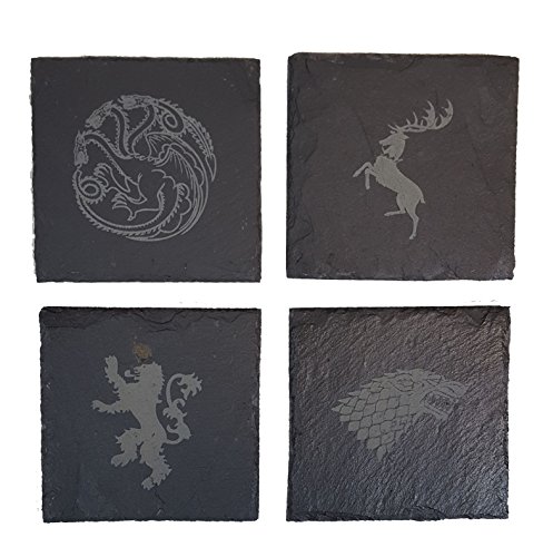Game of Thrones inspiriert Gravur House Sigils – Untersetzer aus Schiefer, 4 Stück - 2