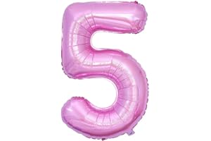 Vthoviwa 40 Pollici Palloncini Numeri 5 Rosa, Pallone 5. 0~90 Compleanno Numero Palloncini Foglio, Palloncino 5 Decorazione Festa Supporta Elio