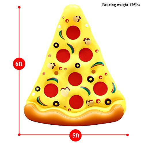 ThinkMax 6 x 3 Feet PVC Giant Inflatable Pizza, Outdoor Swimming Pool Float Rafts,Inflatable Summer Party Floatie Lounge Toy For Children and Adults