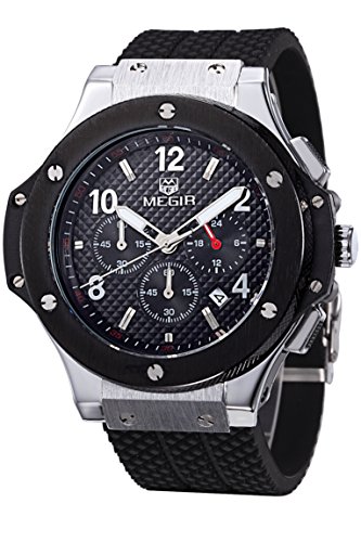 Megir Herren Schwarz Silikon Luminous Chronograph Milit?r Quarz Uhren Megir Herren Schwarz Silikon Luminous Chronograph Milit?r Quarz Uhren