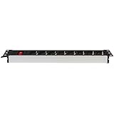 Perel EBP08PDU-G – Base múltiple PDU de 8 tomas para armario rack 19", con cable de 2,15 m