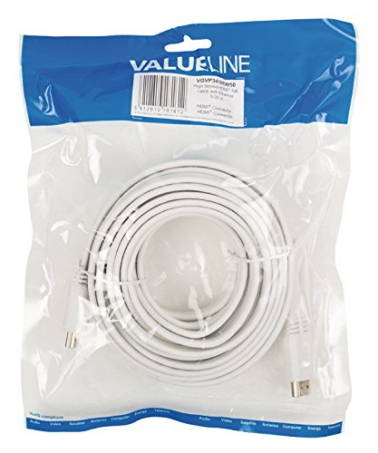 Valueline VGVP34100W50 High-Speed-HDMI-Flachkabel mit Ethernet (Stecker auf Stecker, 5m) weiß - 4