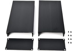 Caja de Proyecto Walfront Aleación de Aluminio Negro, 55x106x200 mm, Incluye 2 Cajas, 2 Deflectores y 1 Juego de Tornillos