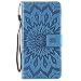 Produktbild 6City8Ni Ledertasche BookStyle Luxus 3D Sunflower Slim Leder Hülle Schutzhülle Scratch Bumper Flip Folio Wallet Stand Case Card Slots Pocket Shell Magnetverschluß Etui Case für Samsung Note 9