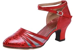 TangDao Damen Salsa Latin Tanzschuhe Tango Schuhe Riemchen Blockabsatz Pumps