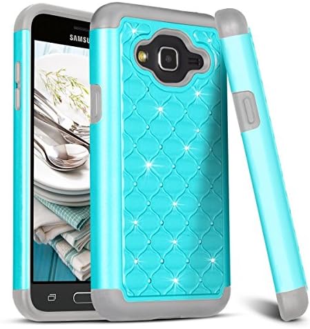 Galaxy J5 2016 Case, [Studded Rhinestone] Crystal Bling Shock Absorbing Hybrid Defender Rugged Slim Case Cover For Samsung Galaxy J5 (2016) 5.2"[Turquoise]