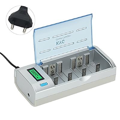 KYG Chargeur Universel Rapide de Piles AA/AAA/C/D/9V Ni-MH Ni-Cd Piles Rechargeables Simultanément, Rapid Battery Charger Polyvalent Écran LCD Intelligent Ultra Léger (piles non incluses )