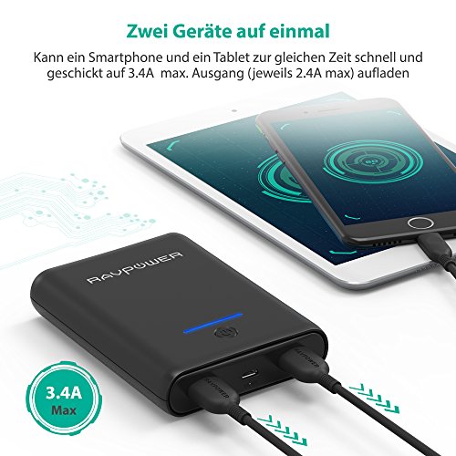 Powerbank RAVPower 10000mAh Externer Akku mit iSmart 2.0 3,4A Output 2 Port für iPhone 8 / iPhone 8 Plus / iPhone X, iPad, Galaxy S8 / S8 Plus weitere Smartphone, Tablet, Schwarz reviews Powerbank RAVPower 10000mAh Externer Akku mit iSmart 2.0 3,4A Output 2 Port für iPhone 8 / iPhone 8 Plus / iPhone X, iPad, Galaxy S8 / S8 Plus weitere Smartphone, Tablet, Schwarz