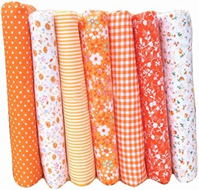 7 Braids Twill Cotton Fabric for Sewing Patterns Patchwork Fat Quarters Tissue Quilt DIY Pattern Cloth 50 cm x 50 cm (Orange)