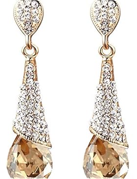 YAZILIND Gold 18K überzogen Frauen-Mode-Riss-Tropfen Zirkonia Strass Dangel Ohrring-Geschenk