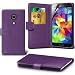 Produktbild Fonecase Lila Samsung Galaxy S5 Schutzhülle Faux Credit / Debit Card Leder Book Style Tasche Skin Case Cover, einziehbare Touch Screen Stylus Pen & LCD Screen Protector Guard