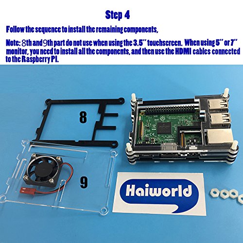Haiworld 4 in 1 Profi-Kit für Raspberry & Himbeere Pi 3 2 und B +, Blau 9 Scheiben Schutzhülle hülle + 5V 2,5A Netzteil + Kühlung Lüfter + Kühlkörper - 6