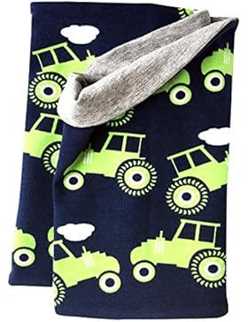 WOLLHUHN ÖKO Leichtes Halstuch, Schlupfschal, Schal Traktor dunkelblau / grün (aus Öko-Stoffen, bio) für Jungen...