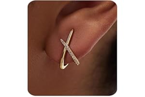 MUMREUES Gold Earrings for Women Trendy 14K Gold Plated Cubic Zirconia Diamond Stud Earrings 925 Sterling Silver Post Minimalist Lightweight Hypoallergenic Simple Jewelry Gift for Her