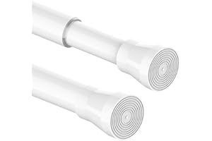 VENWEMONG 1 asta telescopica per doccia, in acciaio inox, montaggio senza bisogno di fori, regolabile, per tenda da doccia, armadio, bagno, balcone (72-175 cm, bianco)