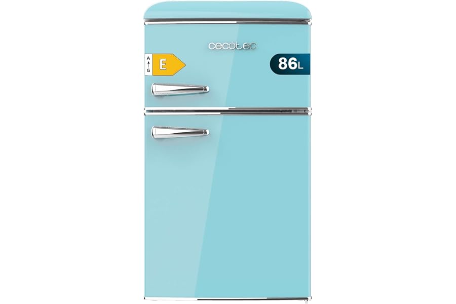 Cecotec Nevera Pequeña Frigorífico 2 Puertas Retro 86L Bolero CoolMarket 2D Origin 86 Blue E. 89,3cm de Alto y 48,7cm de Anch