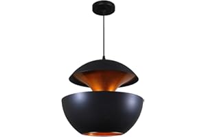 BEL AIR HOME - Lámpara Colgante Bonn Estilo Vintage - Ajustable, Ligera, Iluminación Acogedora - Negro y Oro, 35 CM, Metal