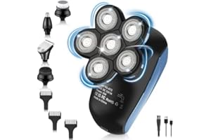 SUPERUVISTARE Rasoir Electriques Hommes Cheveux Multifonctionnel Rasoir Electrique USB Rechargeable Rotatives 6D Humide et Sèche avec IPX6 Étanche, LCD Affiche pour Hommes Chauves