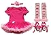 iEFiEL Baby Girl 4pcs Tutu Romper Dress with Headband Leg Warmers Shoes Outfits Clothing Sets Hot Pink Crown 0-3 Months