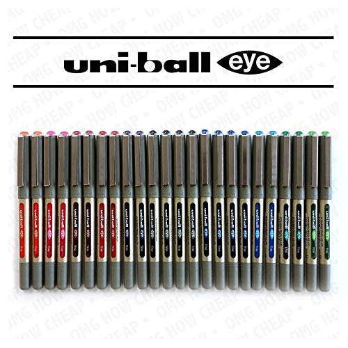 Uni-Ball UB-157 Eye Lot de 24 stylos roller à pointe fine Assortiment de couleurs