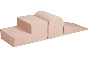 MEOWBABY Parcours motricité bébé en Mousse – Modules motricité Enfant – Structure motricité Escalade – Aire de Jeux intérieur Bloc Mousse, Velours, Écru