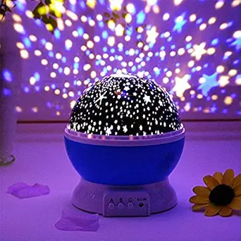 Florastic Romantic Sky Star Master Night Projector Lamp with USB 9 Colour 4 LED Rotation Baby Sleep Lighting USB Lamp Led Projection for Diwali Decor,Kid's Room, Home Decor (Multicolour)