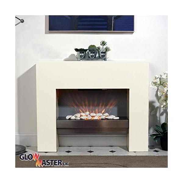 GLOWMASTER Fire Fireplace Living Room White Free Standing Flicker Flame Heater Mantelpiece