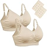 Aigori Nursing Bras Pack of 2, Seamless Wirefree Maternity Bra for Motherhood Pregnancy Breastfeeding Sleeping with Extenders