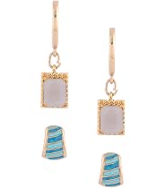 ZAVERI PEARLS Set Of 2 Blue Contemporary Drop & Studs E...