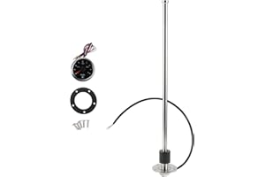 HEROFFIX 1 Set Fuel Sending Unit and Gauge Kit Boat Fuel Sending Unit Marine Fuel Sender Unit 450mm/17.72" Silver Tone,Black Metal