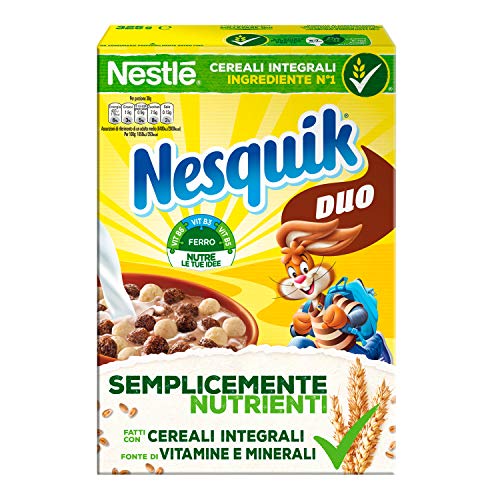 Nesquik Cereali Duo Palline di Cereali Integrali al Cioccolato e Palline Ricoperte di Cioccolato Bianco