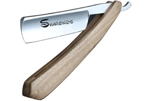 SHARONDS Męskie maszynki do golenia, prosta maszynka do golenia z pudełkiem i instrukcją (może nie być dostępna w języku polskim), klasyczny drewniany uchwyt, brzytwa fryzjerska