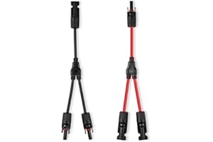 URAQT Solar Cable Y-Splitter (1 to 2), 2 Pcs 6mm² Solar PV Parallel Adapter Y Cable Connector, Solar Panel Extension Cable MMF+FFM for Parallel Photovoltaic Connection, Solar Panel Charging