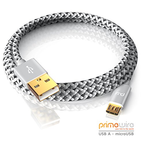 CSL – 3m Premium Micro USB auf USB Kabel mit Metallstecker + Nylonmantel / besonders strapazierfähig | flexibles Lade- und Datenkabel mit vergoldeten Kontakten für Android, Samsung, HTC, Motorola, Nokia, LG, HP, Sony, Blackberry und mehr - 3