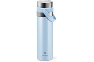 GIOGD Vacuum Insulated Flasks with Cup 600ml/21oz Stainless Steel Flask for Hot and Cold Coffee Drink Thermo Bottle with Cup.(600ml,Blue)