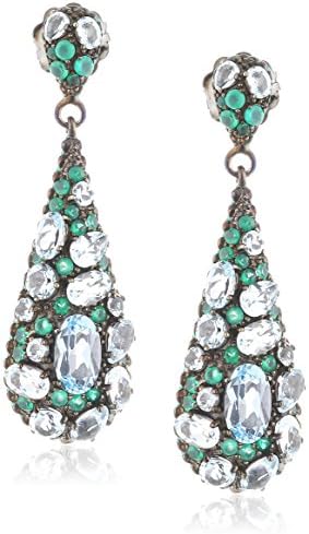 Matthew Campbell Laurenza Silver Flat Gem Drop Multicolor Topaz Earrings