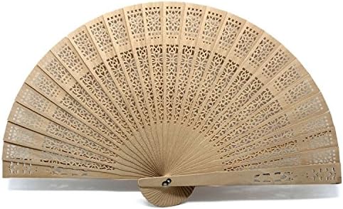 Buynew-Baby Shower Gifts &amp; Wedding Favors-Chinese Sandalwood Fan (Set of 12 pcs)