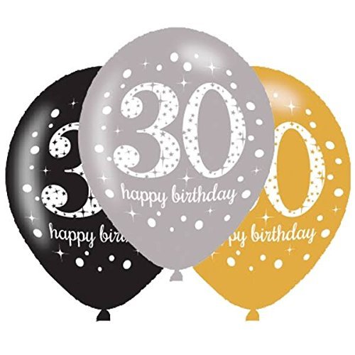 FesteFeiern® Dekoration Girlande zum 30. Geburtstag | Geburtstags Deko 30. | 8 Teile gold schwarz silber mit Luftballon | Party Deko 30 happy birthday - 3