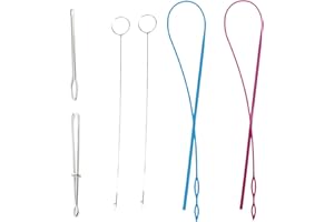 CSDPC 6 Pieces Sewing Loop Kit, Include Flexible Plastic Drawstring Threader, Metal Drawstring Threader, Sewing Loop Turner Hook with Latch, Handmade Sewing Tools for Turning Fabric Tubes Straps Belts