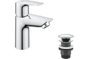 GROHE StartEdge, Waschtischarmatur, wassersparend (Wasserhahn für das Bad, 15cm hoch, Badarmatur mit Pop-Up Ablauf, mit 3in1 Werkzeug für eine einfache Installation am Waschbecken), chrom, 23898001