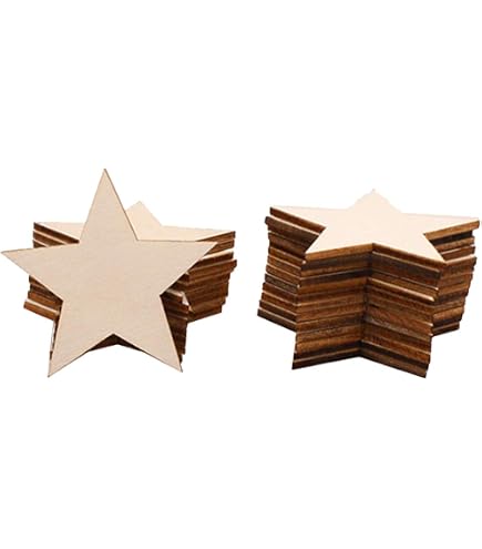50 Holz-Sternscheiben Blanko – 9 Cm, Unlackiert, Für DIY, Weihnachten & Basteln