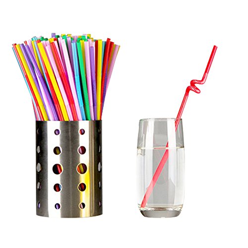 Tomnk 200 Flexible Einweg Trinkhalme aus Plastik, 26cm - 2